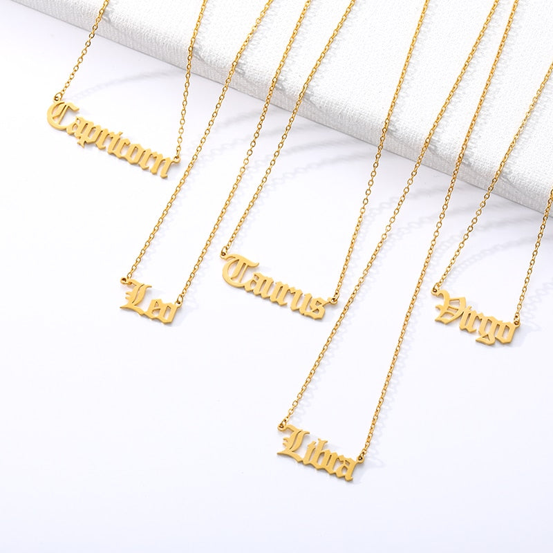 Zodiac Sign Constellations Necklace with letters