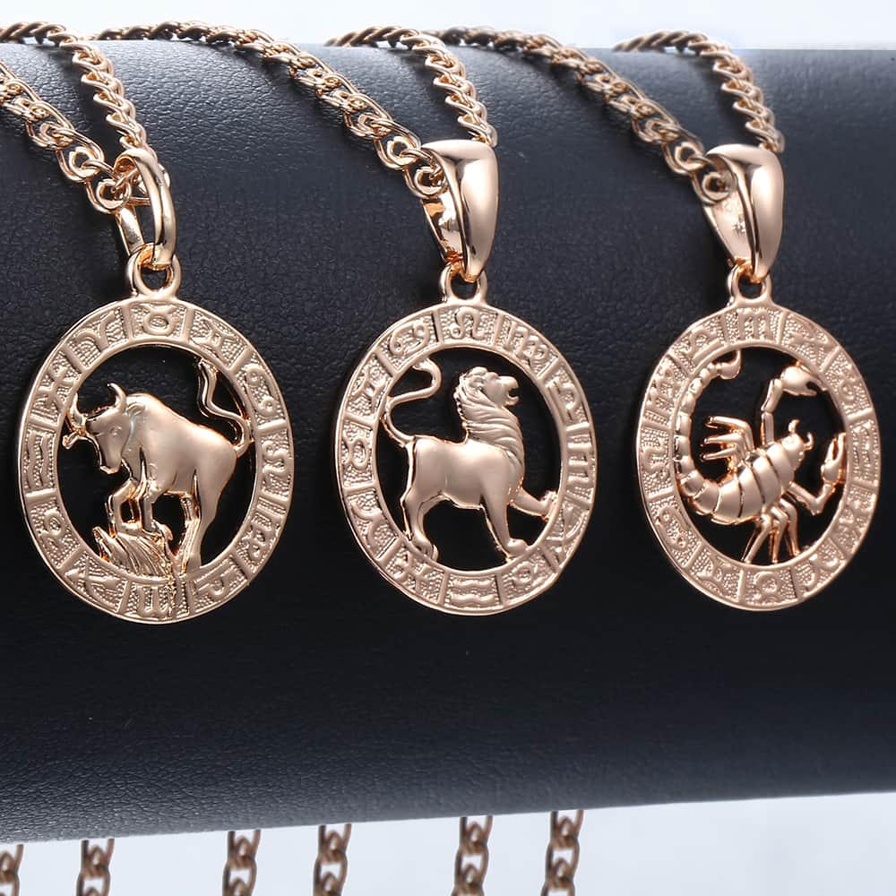 Copper Zodiac Sign Pendant Constellation Necklace