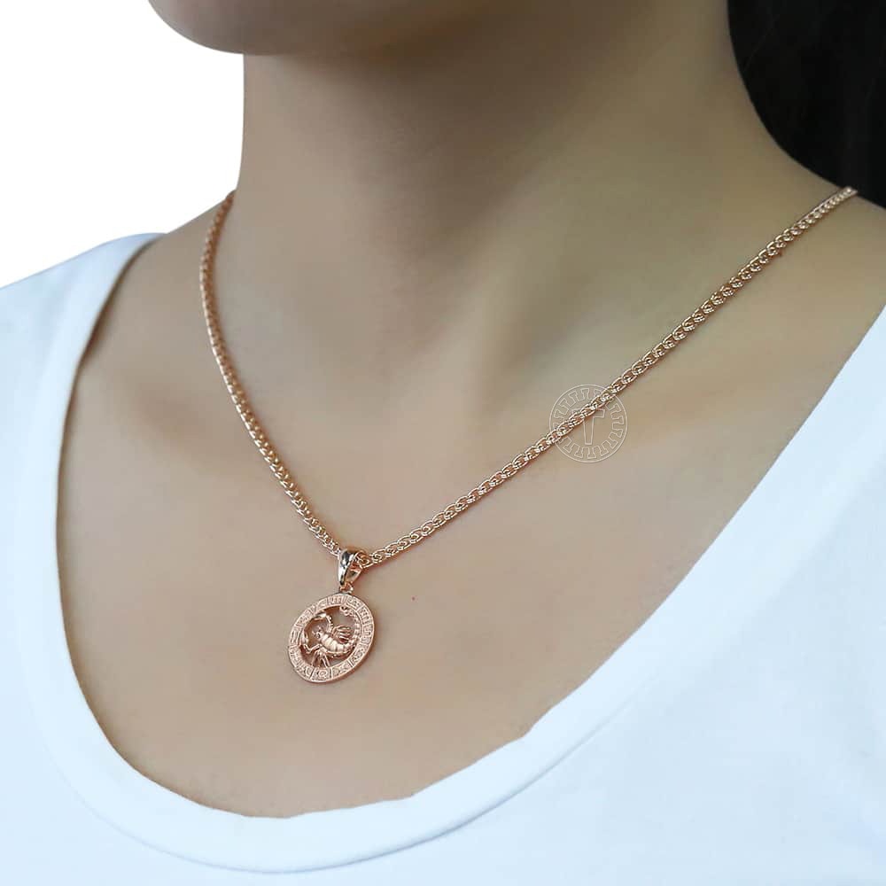 Copper Zodiac Sign Pendant Constellation Necklace