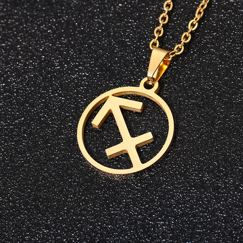 Simple Stainless Steel Star Zodiac Sign Necklace