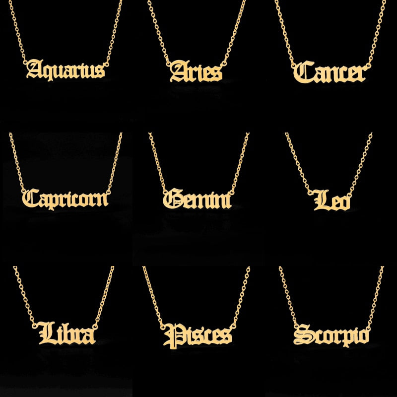 Zodiac Sign Constellations Necklace with letters