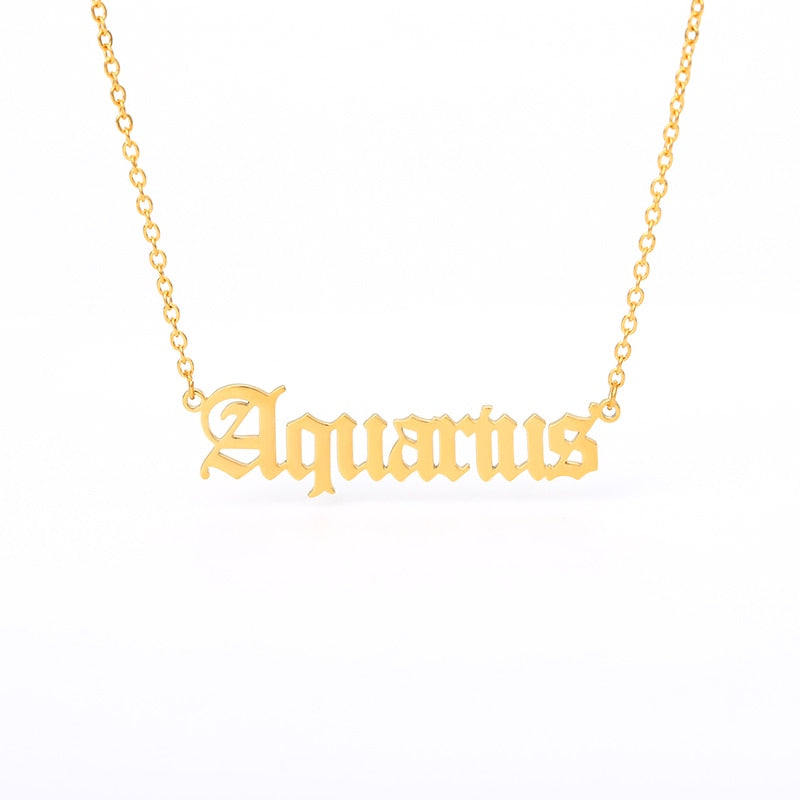 Zodiac Sign Constellations Necklace with letters