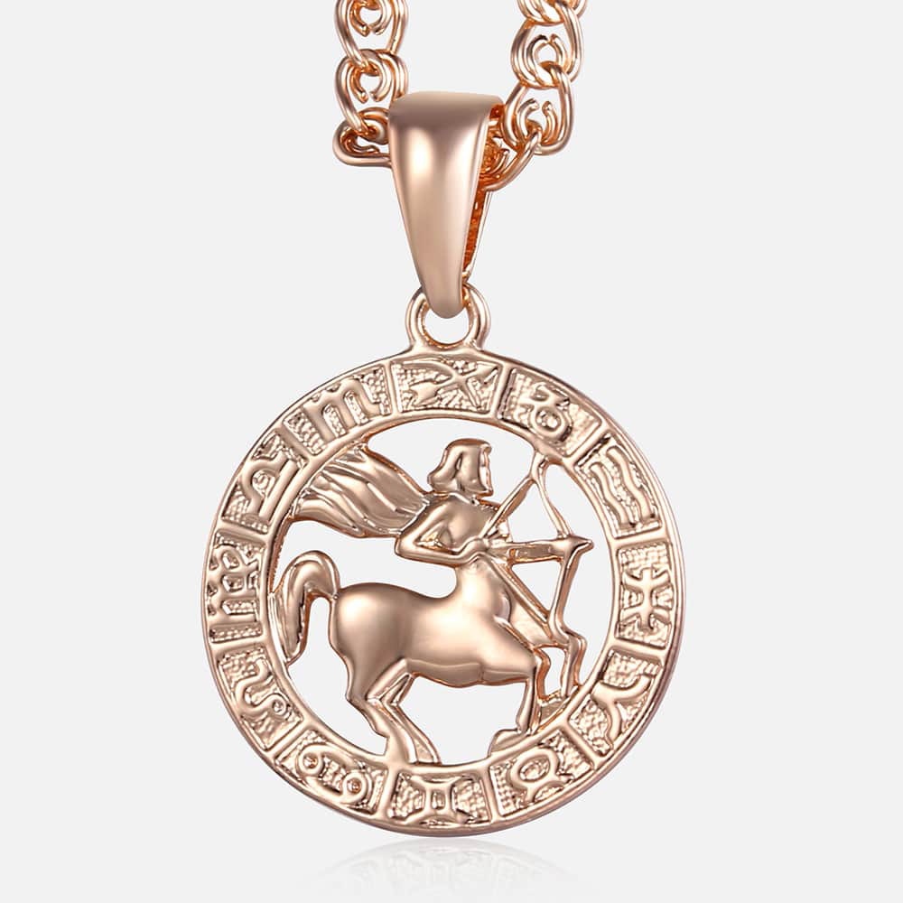 Copper Zodiac Sign Pendant Constellation Necklace