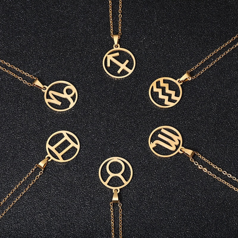 Simple Stainless Steel Star Zodiac Sign Necklace