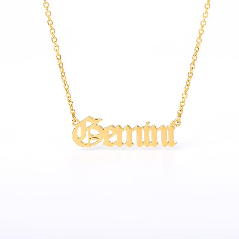 Zodiac Sign Constellations Necklace with letters