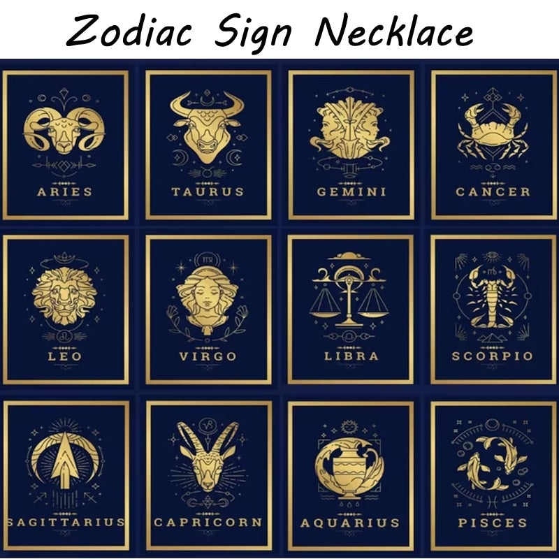 Bronze or steel Zodiac Sign Necklace plate