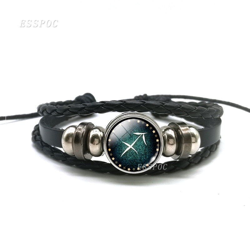 Weaved leather bracelet with your Zodiac sign