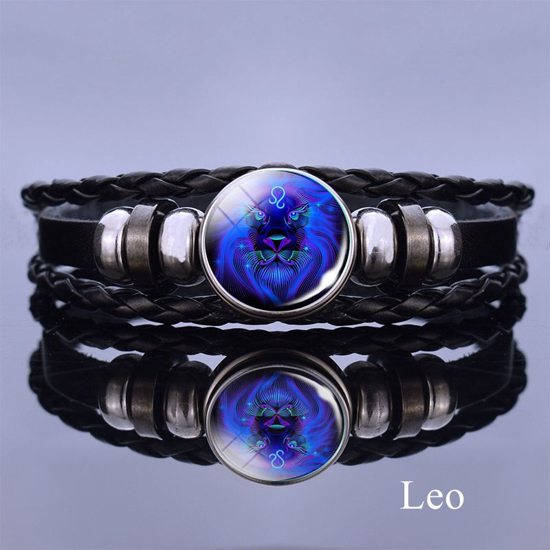 Weaved leather bracelet with your Zodiac sign