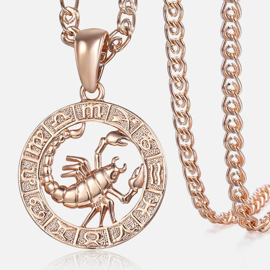 Copper Zodiac Sign Pendant Constellation Necklace