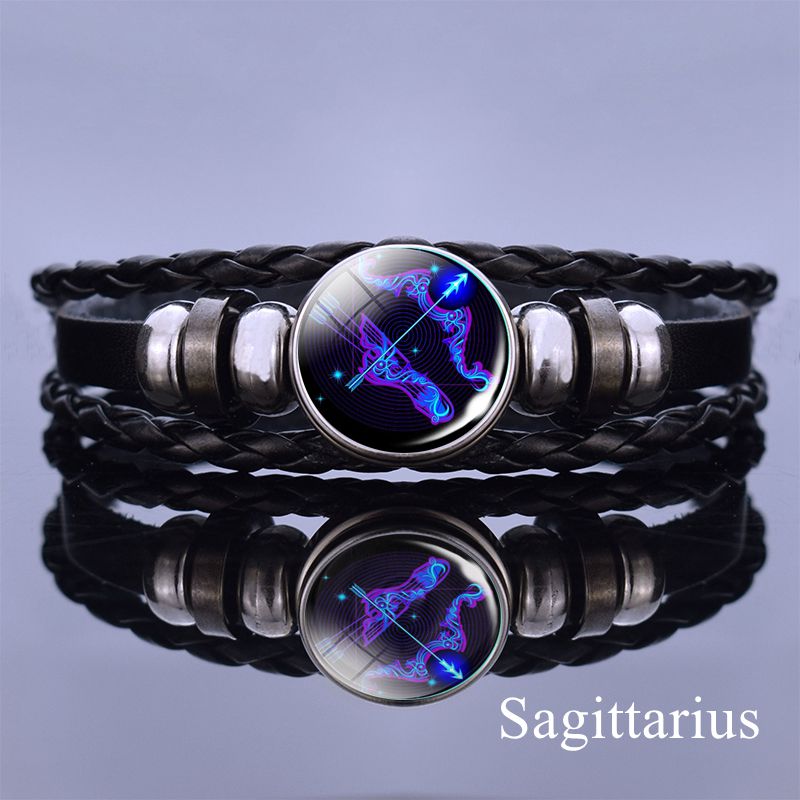 Weaved leather bracelet with your Zodiac sign